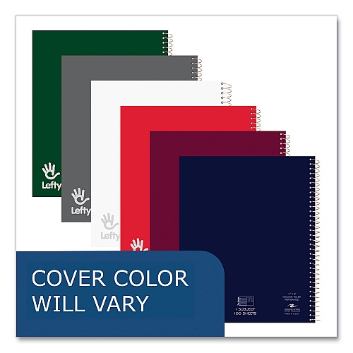 Roaring Spring Lefty Notebook, 1 Subject, College Rule, Randomly Assorted Cover Color, (200) 11 x 8.5 Sheets, 24/Carton (11096CS)