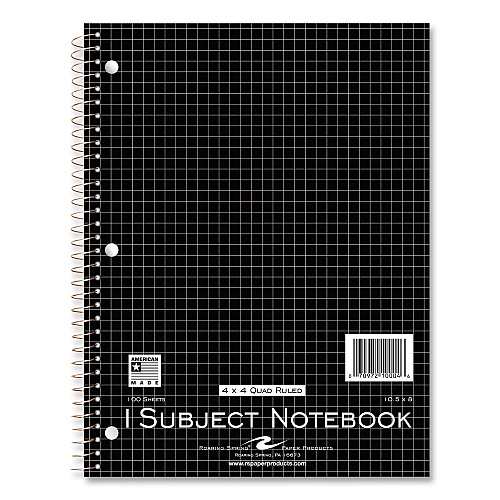 Roaring Spring Subject Wirebound Promo Notebook, 1-Subject, 4 sq/in Quad Rule, Assorted Cover, (100) 10.5 x 8 Sheets, 24/Carton (10004CS)