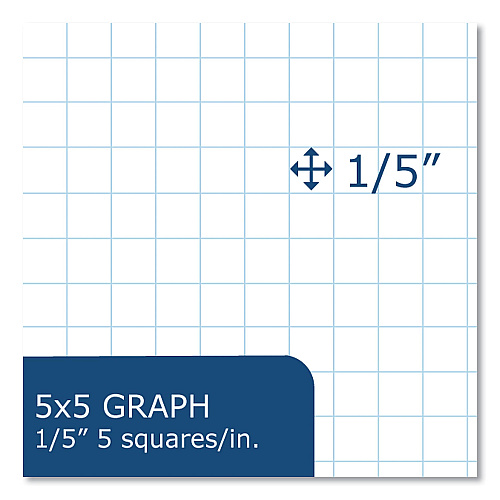 Roaring Spring Gummed Pad, 5 sq/in Quadrille Rule, 50 White 8.5 x 11 Sheets, 72/Carton (95161CS)
