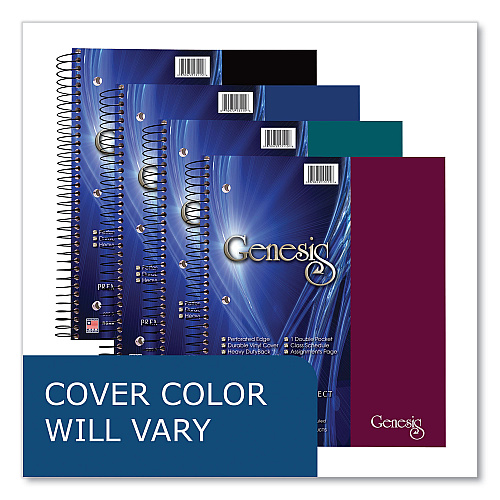 Roaring Spring Genesis Notebook, 5-Subject, Medium/College Rule, Randomly Assorted Cover Color, (200) 11 x 9 Sheets, 12/Carton (13115CS)