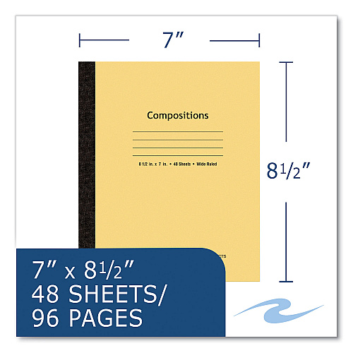 Roaring Spring Flexible Cover Composition Notebook, Wide/Legal Rule, Manila Cover, (48) 8.5 x 7 Sheets, 72/Carton (77308CS)