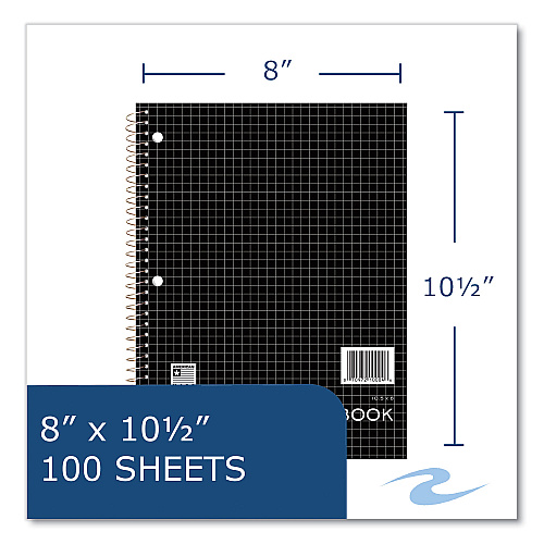 Roaring Spring Subject Wirebound Promo Notebook, 1-Subject, 4 sq/in Quad Rule, Assorted Cover, (100) 10.5 x 8 Sheets, 24/Carton (10004CS)