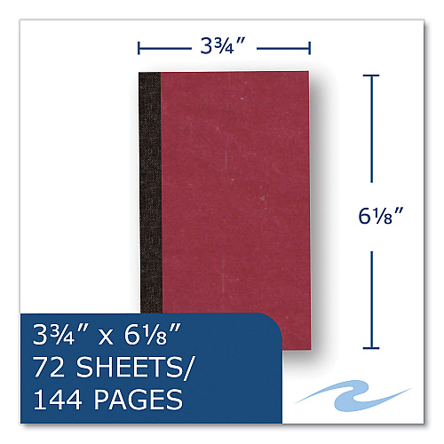 Roaring Spring Sewn Memo Book, Narrow Rule, Red Cover, (70) 6 x 3.75 Sheets, 144/Carton (76096CS)