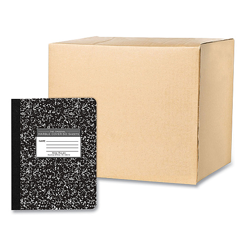 Roaring Spring Hardcover Marble Composition Book, Wide/Legal Rule, Black Marble Cover, (50) 9.75 x 7.5 Sheets, 48/Carton (77220CS)