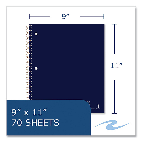 Roaring Spring Subject Wirebound Notebook, 1-Subject, Medium/College Rule, Assorted Cover, (80) 11 x 9 Sheets, 24/Carton (11299CS)