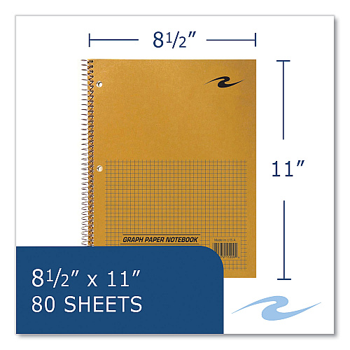 Roaring Spring Lab and Science Wirebound Notebook, Quadrille Rule (5 sq/in), Brown Cover, (80) 8.5 x 11 Sheets, 24/Carton (11209CS)