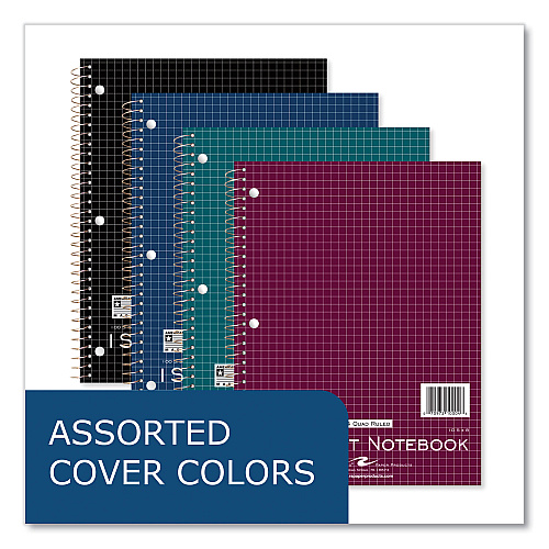 Roaring Spring Subject Wirebound Promo Notebook, 1-Subject, 4 sq/in Quad Rule, Assorted Cover, (100) 10.5 x 8 Sheets, 24/Carton (10004CS)