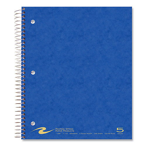 Roaring Spring Subject Wirebound Notebook, 5-Subject, Medium/College Rule, Assorted Cover, (200) 11 x 9 Sheets, 12/Carton (11295CS)