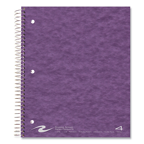 Roaring Spring Subject Wirebound Notebook, 4-Subject, Medium/College Rule, Randomly Assorted Cover, (200) 11 x 9 Sheets, 12/Carton (11376CS)