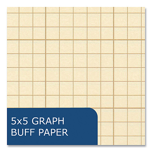 Roaring Spring Covered Engineering Pad, 5 sq/in Quadrille Rule, 80 Buff 8.5 x 11 Sheets, 24/Carton (95370CS)