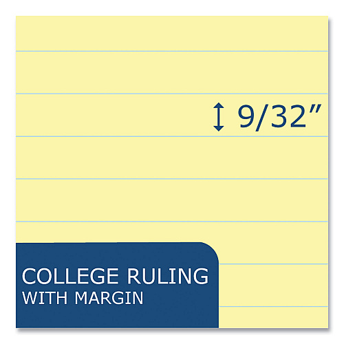 Roaring Spring WIDE Landscape Format Writing Pad, Medium/College Rule, 40 Canary 11 x 9.5 Sheets, 18/Carton (74511CS)
