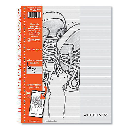 Roaring Spring Whitelines Notebook, Medium/College Rule, Gray/Orange Cover, (70) 8.5 x 11 Sheets, 12/Carton (17000CS)
