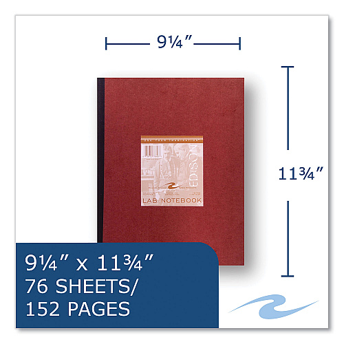 Roaring Spring Lab and Science Numbered Notebook, Quadrille Rule (4 sq/in), Red Cover, (76) 11.75 x 9.25 Sheets, 24/Carton (77648CS)
