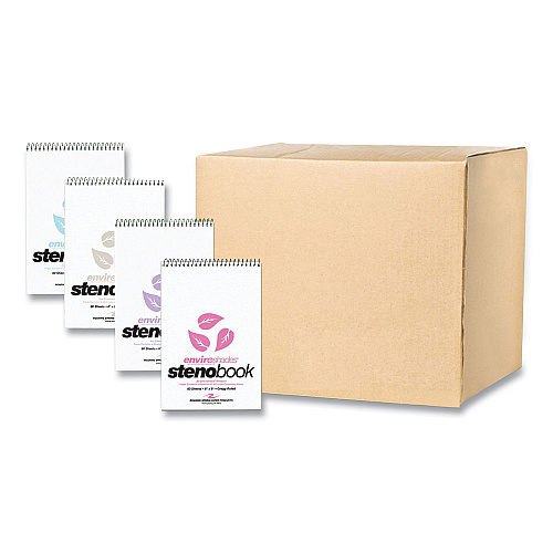 Roaring Spring EnviroShades Steno Pad, Gregg Rule, White Cover, 80 Assorted Color 6 x 9 Sheets, 24 Pads/Carton (12354CS)