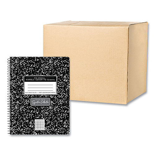 Roaring Spring Spring Signature Composition Book, Quad 5 sq/in Rule, Black Marble Cover, (70) 9.75 x 7.5 Sheets, 24/Carton (10113CS)