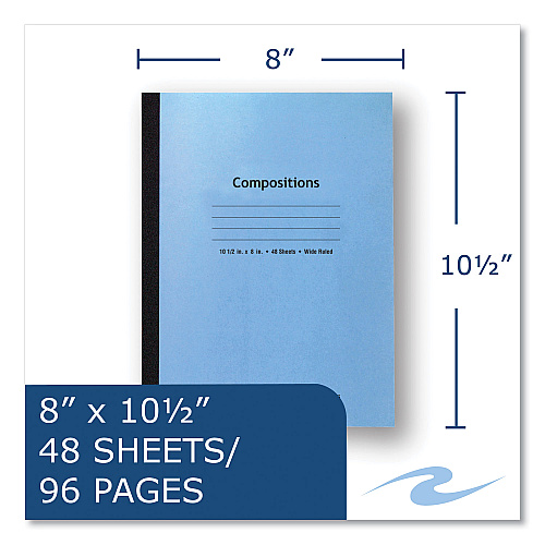 Roaring Spring Flexible Cover Composition Notebook, Wide/Legal Rule, Blue Cover, (48) 10.5 x 8 Sheets, 72/Carton (77501CS)