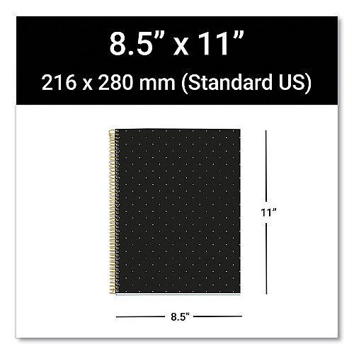 Roaring Spring MR M Fashion Notebook, 4-Subject, Medium/College Rule, Black Dots Cover, (120) 11 x 8.5 Sheets, 5/Carton (48293CS)
