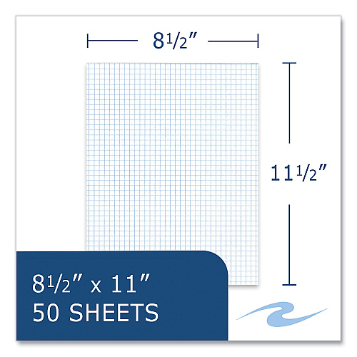 Roaring Spring Gummed Pad, 4 sq/in Quadrille Rule, 50 White 8.5 x 11 Sheets, 72/Carton (95160CS)