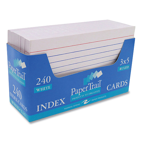 Roaring Spring Trayed Index Cards, Narrow Rule, 3 x 5, 240 Cards/Tray, 36/Carton (28031CS)