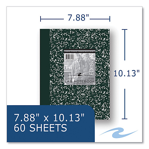 Roaring Spring Lab and Science Notebook, Quadrille Rule (5 sq in), Green Marble Cover, (60) 10.13 x 7.88 Sheets, 24/Carton (77108CS)
