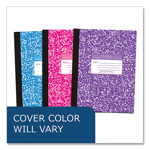 Roaring Spring Flexible Cover Marble Composition Book, Med/College Rule, Assorted Cover, (80) 10.25 x 7.88 Sheets, 48/Carton (77480CS)