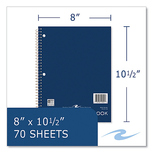 Roaring Spring Subject Wirebound Promo Notebook, 1-Subject, Wide/Legal Rule, Assorted Cover, (70) 10.5 x 8 Sheets, 24/Carton (10021CS)