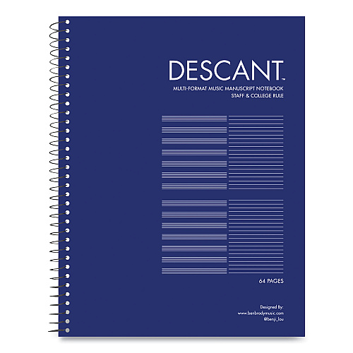 Roaring Spring Music Notebook, Medium/College Rule, Transcription Format, Blue Cover, (32) 8.5 x 11 Sheets, 24/Carton (11032CS)