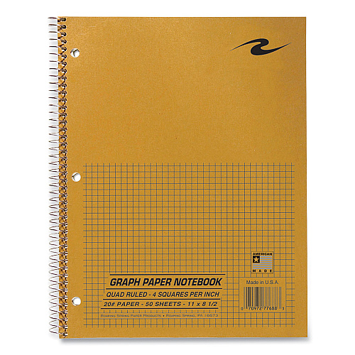 Roaring Spring Lab and Science Wirebound Notebook, Quadrille Rule (4 sq/in), Brown Cover, (50) 8.5 x 11 Sheets, 24/Carton (77688CS)