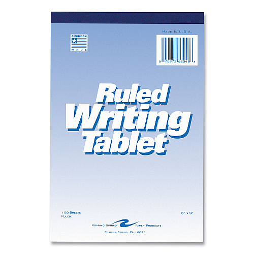 Roaring Spring Writing Tablet, Wide/Legal Rule, 100 White 6 x 9 Sheets, 48/Carton (63046CS)