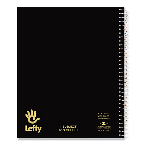 Roaring Spring Lefty Notebook, 1-Subject, Wide/Legal Rule, Assorted Cover Colors, (100) 10.5 x 8.5 Sheets, 24/Carton (13505CS)