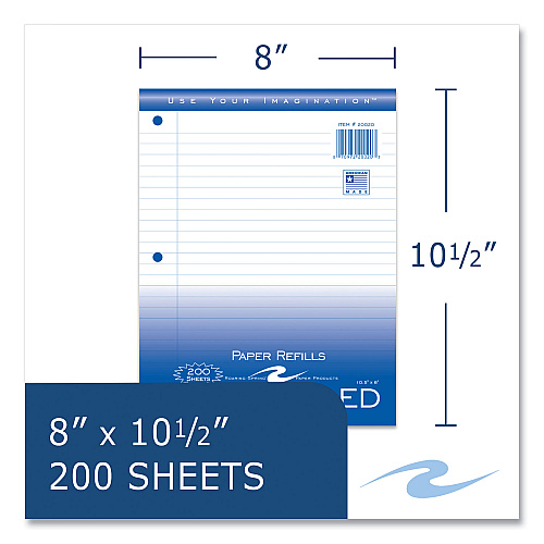 Roaring Spring Loose Leaf Paper, 8 x 10.5, 3-Hole Punched, Wide Rule, White, 200 Sheets/Pack, 24 Packs/Carton (20020CS)