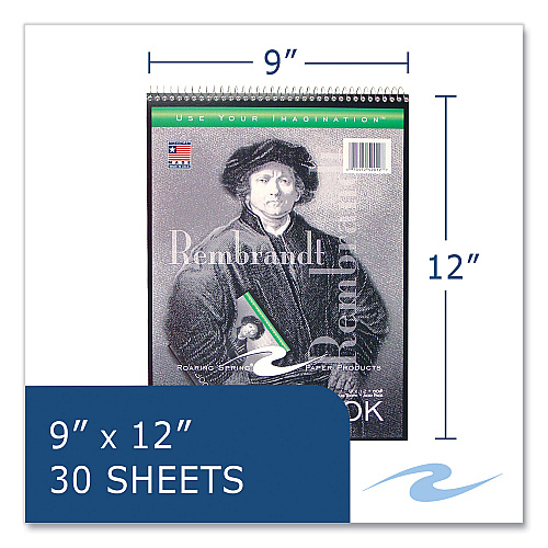Roaring Spring Sketch Pad, Unruled, Rembrandt Photography Cover, (30) 9 x 12 Sheets,12/Carton (52112CS)