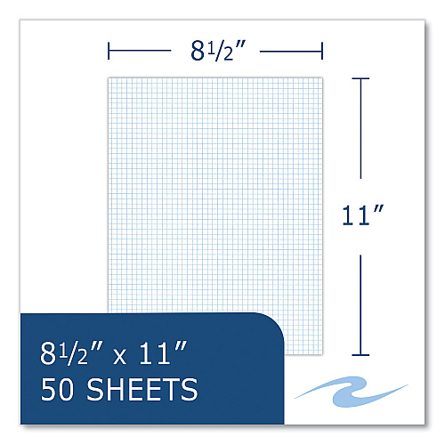 Roaring Spring Gummed Pad, 5 sq/in Quadrille Rule, 50 White 8.5 x 11 Sheets, 72/Carton (95161CS)