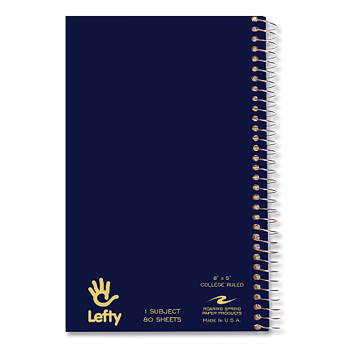 Roaring Spring Lefty Notebook, 1-Subject, Medium/College Rule, Randomly Assorted Cover Color, (80) 8 x 5 Sheet, 24/Carton (13507CS)