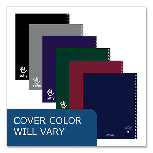 Roaring Spring Lefty Notebook, 1 Subject, College Rule, Randomly Assorted Cover Color, (100) 11 x 9 Sheets. 24/Carton (13503CS)