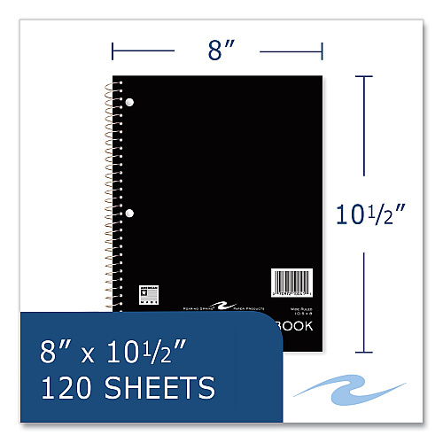Roaring Spring Subject Wirebound Promo Notebook, 3-Subject, Wide/Legal Rule, Asstorted Cover, (120) 10.5 x 8 Sheets, 24/Carton (10041CS)