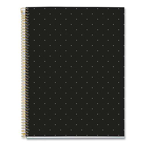 Roaring Spring MR M Fashion Notebook, 4-Subject, Medium/College Rule, Black Dots Cover, (120) 11 x 8.5 Sheets, 5/Carton (48293CS)