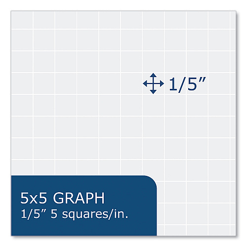 Roaring Spring Whitelines Engineering Pad, 5 sq/in Quadrille Rule, 80 Gray 8.5 x 11 Sheets, 24/Carton (17030CS)