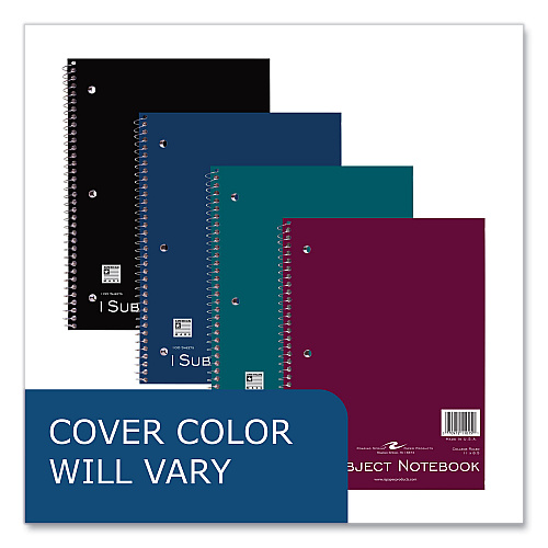 Roaring Spring Wirebound Notebook, 1-Subject, Medium/College Rule, Randomly Assorted Cover, (100) 11 x 8.5 Sheets, 24/Carton (11015CS)