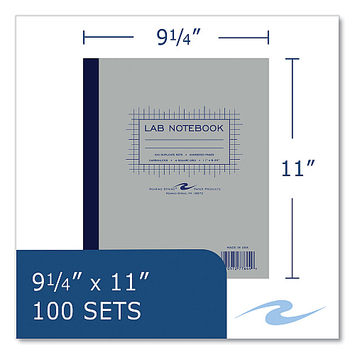 Roaring Spring Lab and Science Carbonless Notebook, Quad Rule (4 sq/in), Gray Cover, (200) 11 x 9.25 Sheets, 5/Carton (77644CS)