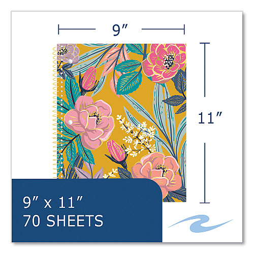 Roaring Spring Studio Series Notebook, 1-Subject, College Rule, Assorted Covers Set 2, (70) 11 x 9 Sheets, 24/Carton (11322CS)