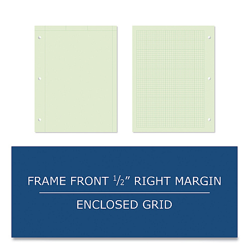 Roaring Spring Engineer Filler Paper, 3-Hole, Frame Format/Quad Rule (5 sq/in, 1 sq/in) 500 Sheets/Pack, 5/Carton (95782CS)