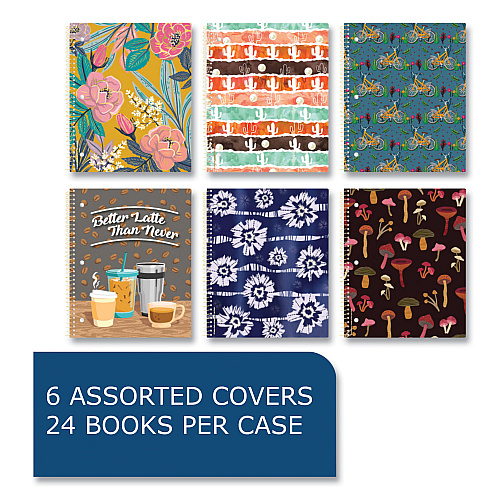 Roaring Spring Studio Series Notebook, 1-Subject, College Rule, Assorted Covers Set 2, (70) 11 x 9 Sheets, 24/Carton (11322CS)