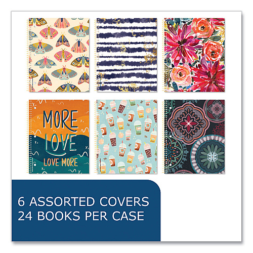 Roaring Spring Studio Series Notebook, 1-Subject, College Rule, Assorted Covers Set 1, (70) 11 x 9 Sheets, 24/Carton (11321CS)
