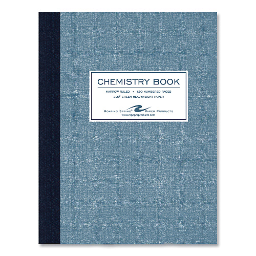 Roaring Spring Lab and Science Chemistry Notebook, Narrow Rule, Blue Cover, (60) 9.25 x 7.5 Sheets, 24/Carton (77571CS)