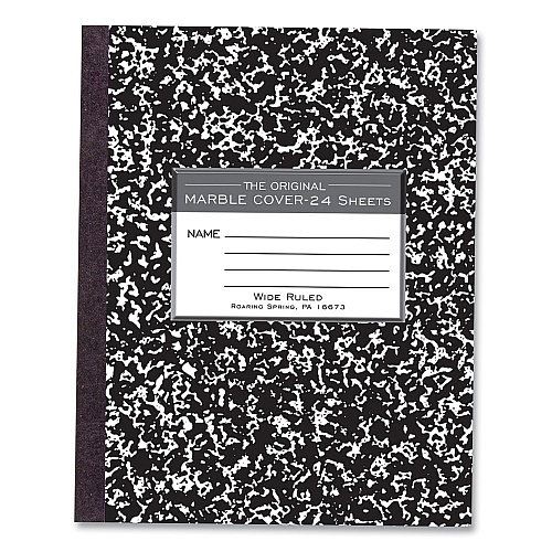 Roaring Spring Flexible Cover Composition Notebook, Wide/Legal Rule, Black Marble Cover, (100) 8.5 x 7 Sheets, 144/Carton (77331CS)