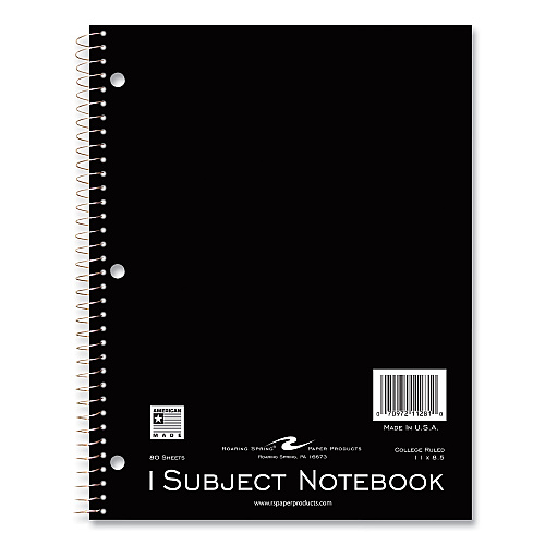 Roaring Spring Subject Wirebound Notebook, 1-Subject, Medium/College Rule, Assorted Cover, (80) 11 x 8.5 Sheets, 24/Carton (11281CS)