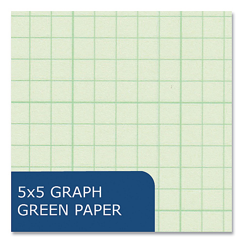Roaring Spring Engineer Pad, (1.25" Margin), Quad Rule (5 sq/in, 1 sq/in), 100 Light Green 8.5 x 11 Sheets/Pad, 24/Carton (95582CS)