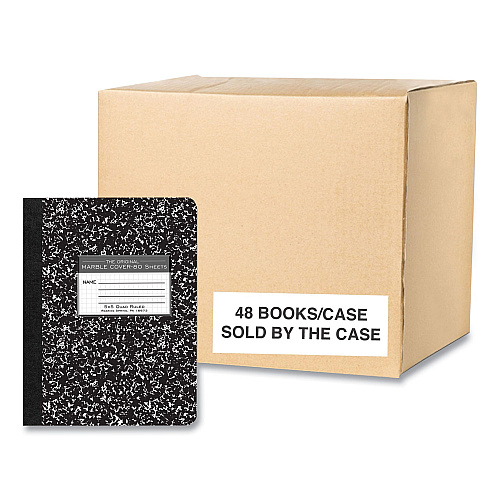 Roaring Spring Hardcover Composition Book, Quadrille 5 sq/in Rule, Black Marble Cover, (80) 9.75 x 7.5 Sheets, 48/Carton (77227CS)