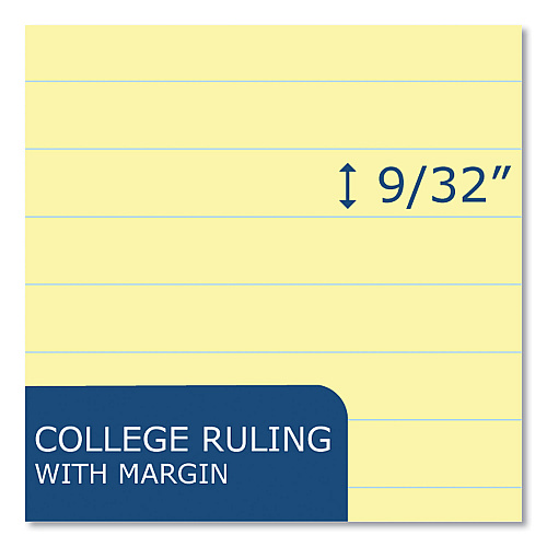 Roaring Spring Stiff-Back Pad, Medium/College Rule, 100 Canary 8.5 x 11 Sheets, 36/Carton (95284CS)